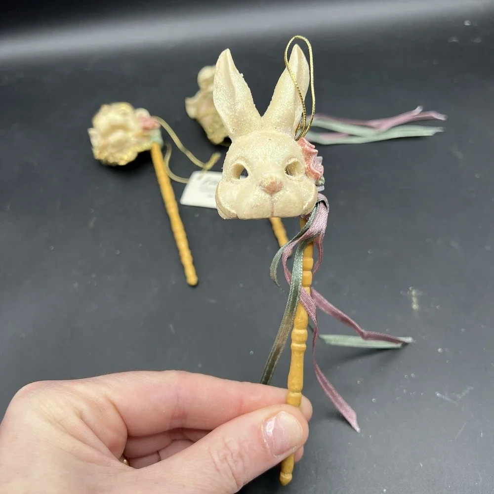 VTG Katherines Collection Ornaments Set of 3 Carnival Mask Lion Rabbit Llama